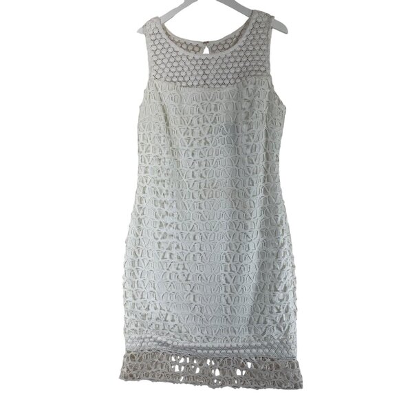 Frank Lyman lace sleeveless dress white with back zipper sz 10 - Picture 1 of 13